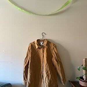 Men's Corduroy Button-Up Shirt Jacket in Camel
